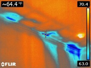 Leak Detection showing window leak from the second floor